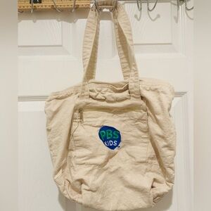 PBS Kids Cream Tote Bag: Little paint on one handle otherwise like new!